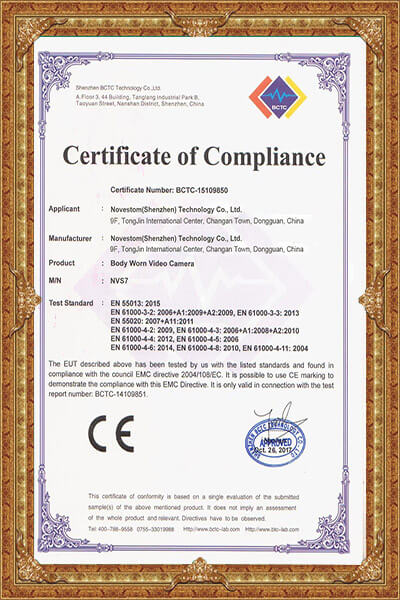 wifi NVS7 body camera police ce certificate